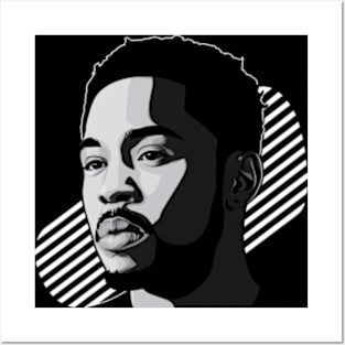 A simple black and white photo of Kendrick Lamar Posters and Art